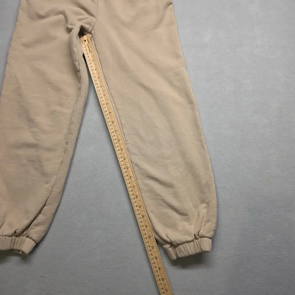 Uniqlo French Terry Sweatpants Tan Beige Joggers Elastic Cuff Small